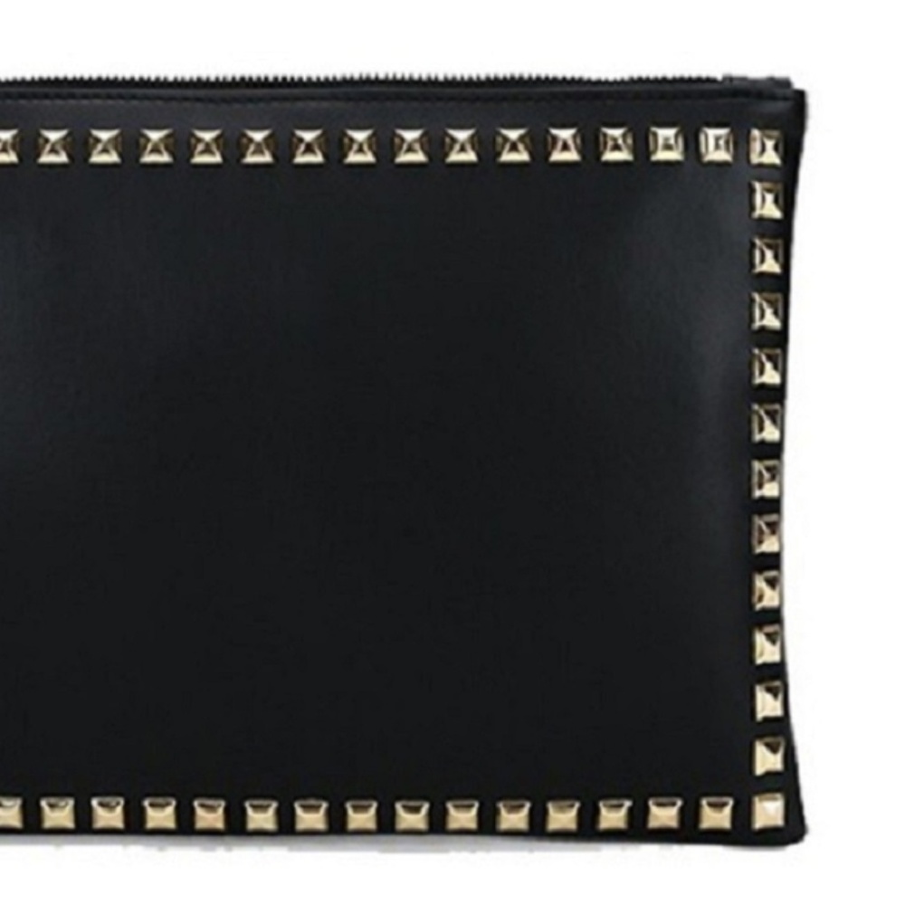 Boutique Black Fx Leather Studded Clutch Purse - Picture 4 of 5